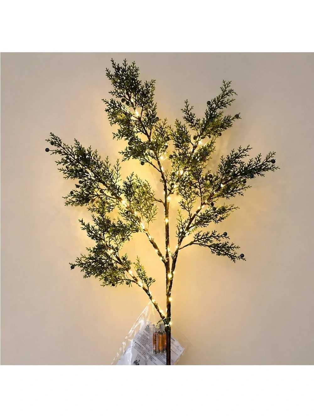 Pottery Barn 4ft Lighted Branch Faux Tree Berry LED Rustic Decor NWT